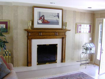 Columbus wood mantel stained with white marble face