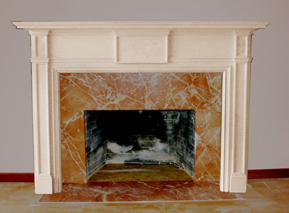 Burlington mantel painted with salmon colored marble