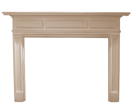 Columbus wood mantel in white with brick face