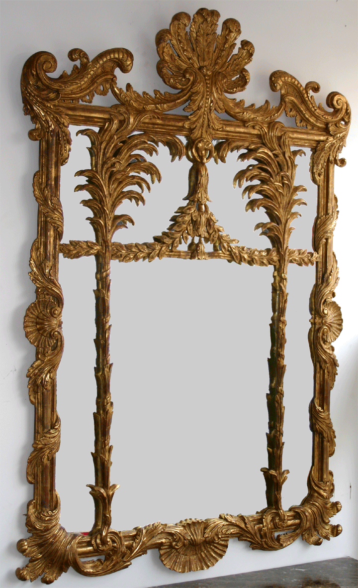 Gold leaf George II style mirror frame