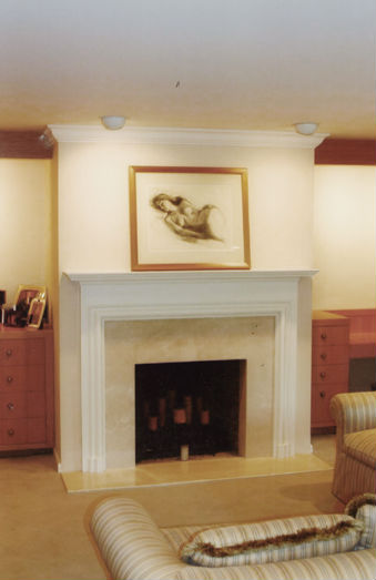Fairbanks mantel painted in modern room